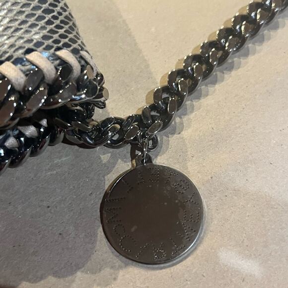 Stella McCartney Eco Python Embossed Falabella Fold Over Clutch Brown - Picture 10 of 14